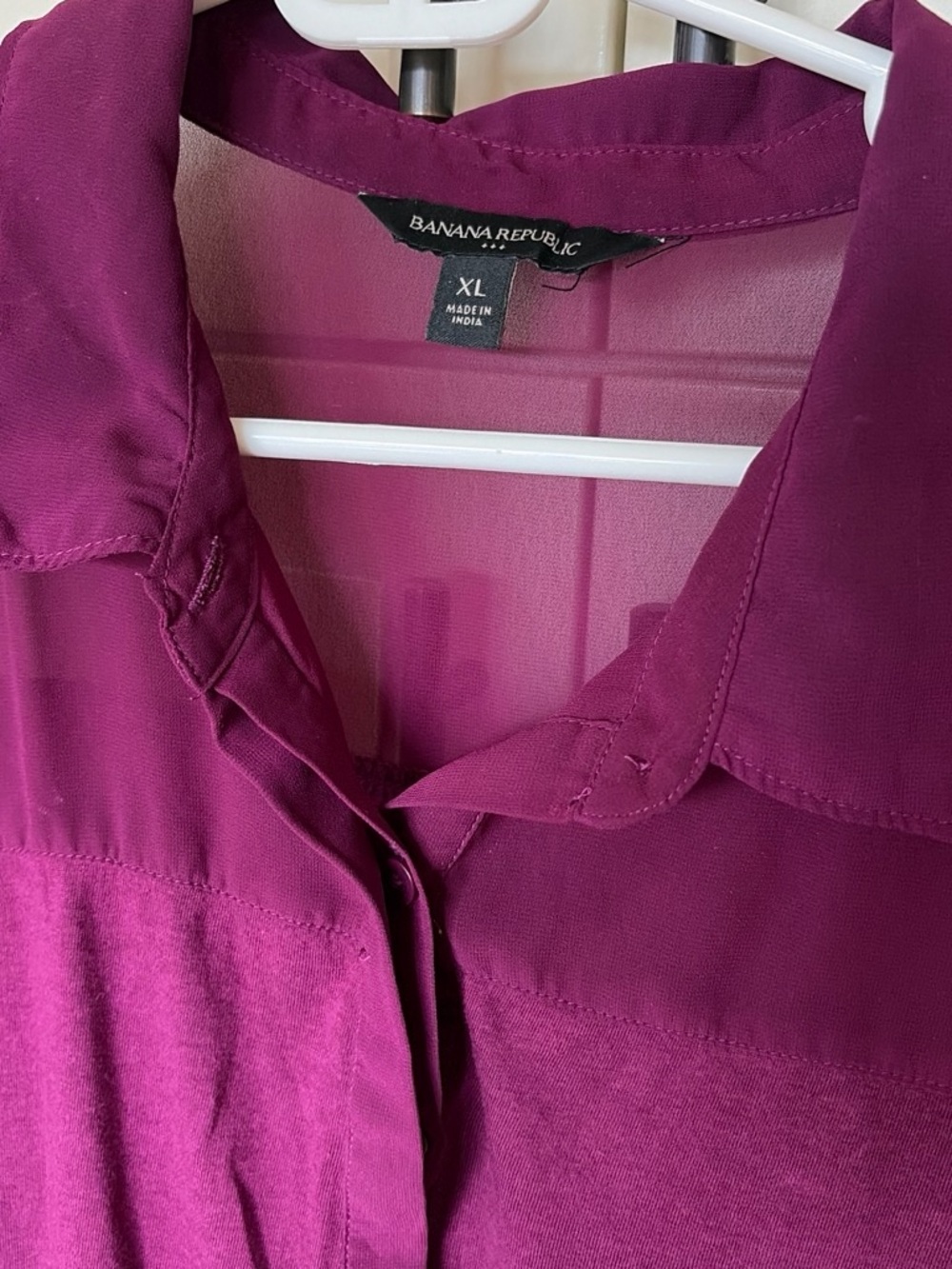 Banana Republic Women's Magenta Button-Down Shirt